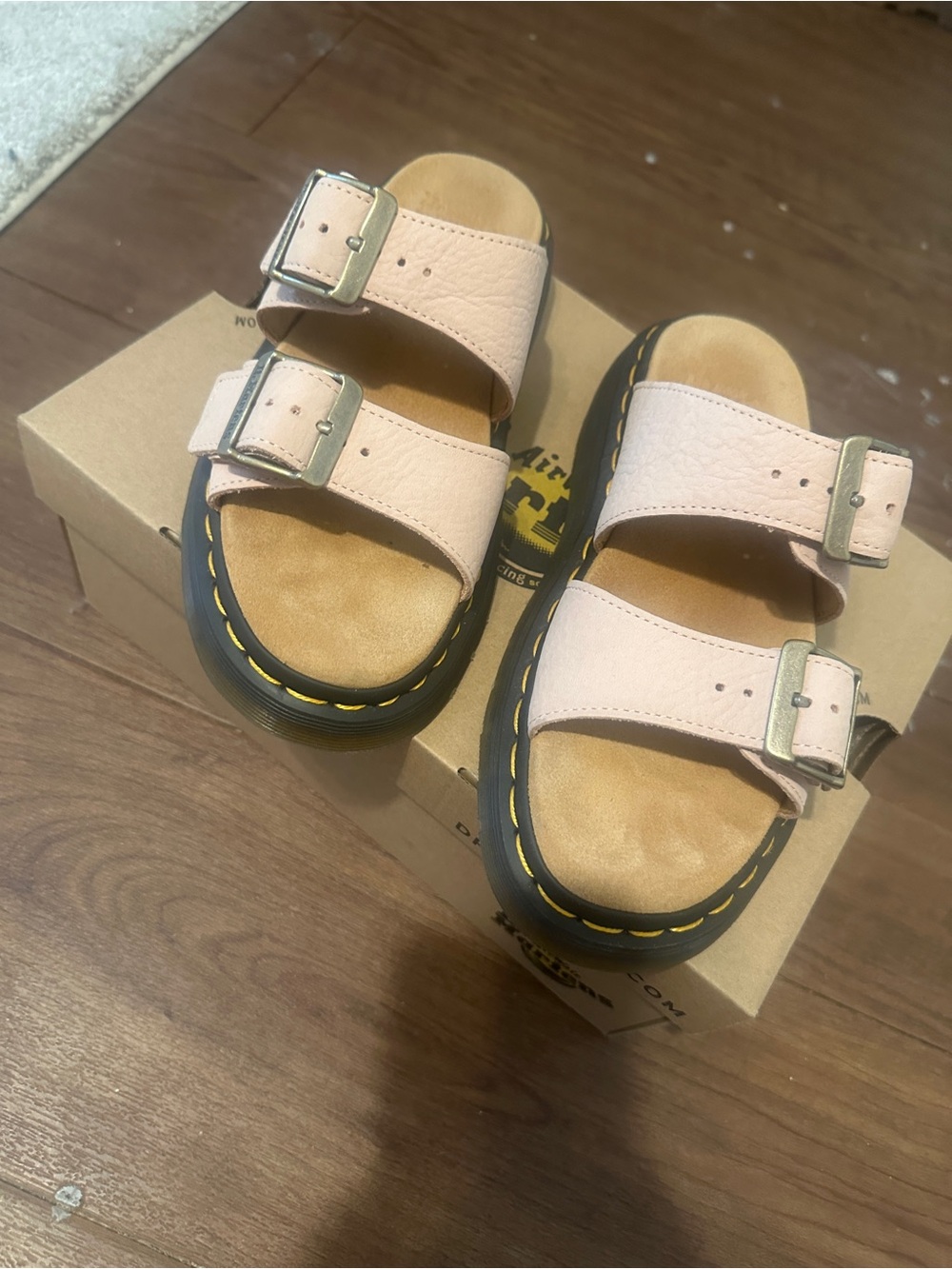 Dr. Martens Josef Powder Pink Dual Buckle Slide Sandals - Picture 4 of 4